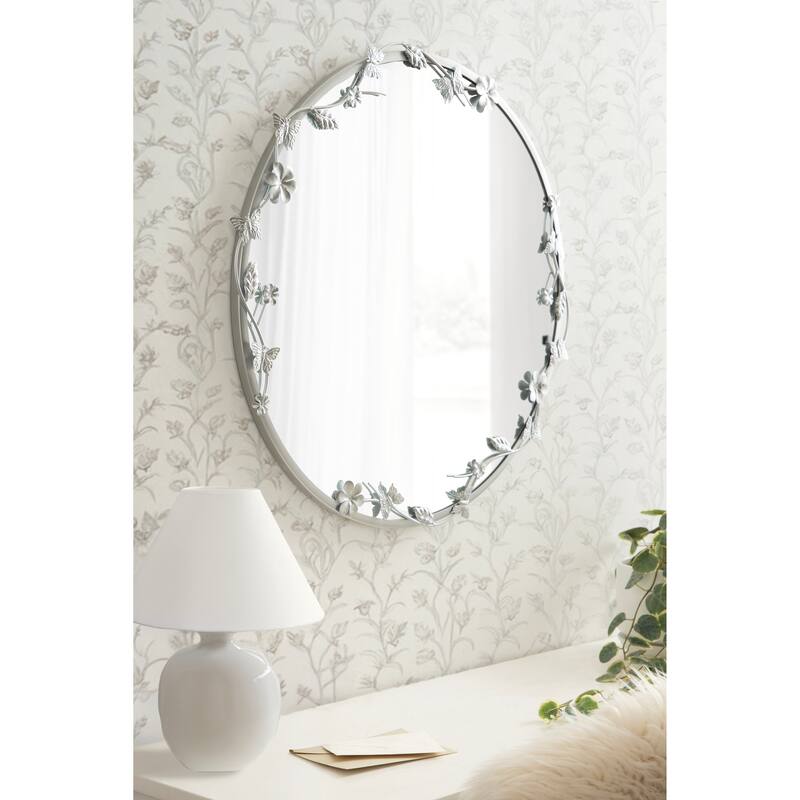Kate and Laurel Rosella Floral Wall Mirror Metal