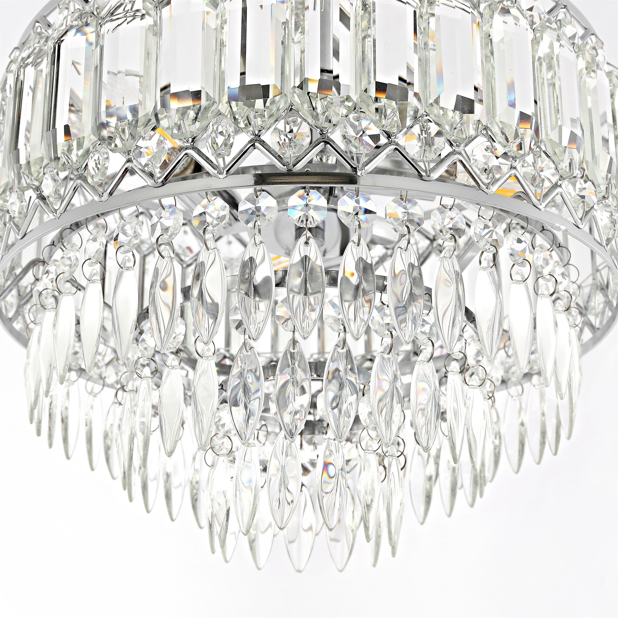 Dimmable Crystal Semi-Flush Mount Ceiling Light with 3 Lights-image