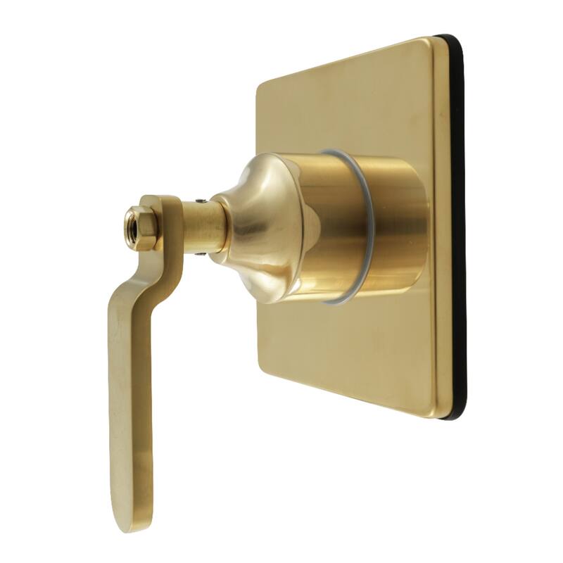 Whitaker Single-Handle Three-Way Diverter Valve with Square Trim Kit - Brushed Brass
