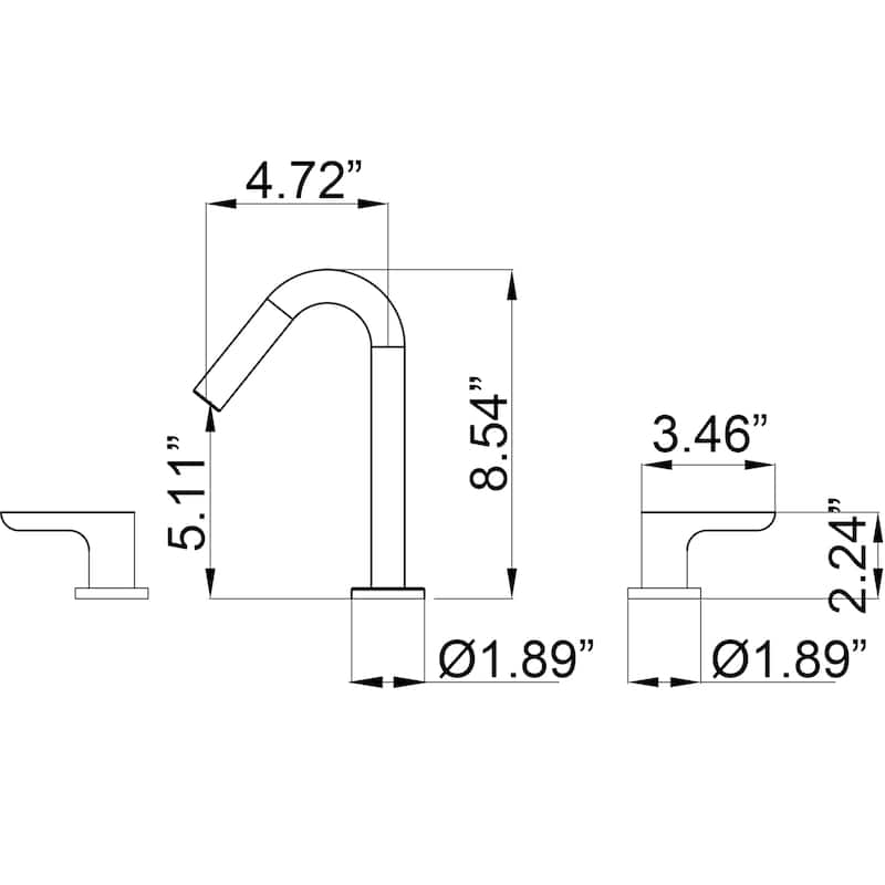 Luxury Bathroom Faucet Widespread with 2 Long Handles in Brushed Gold