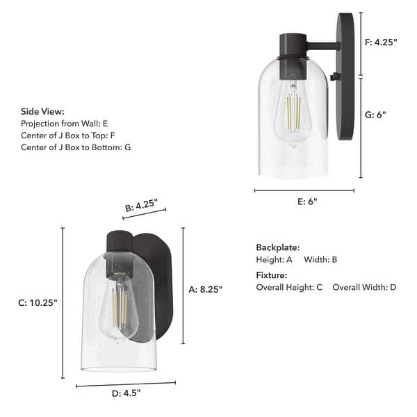 dimension image slide 0 of 3, Hunter Lochemeade 1 Light Wall Sconce, Damp Rated - Bathroom, Hallway, Bedroom - Modern Farmhouse, Contemporary, Industrial