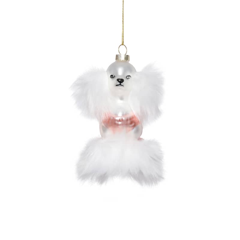 Glass Standard Poodle Christmas Hanging Ornaments, Set of 12