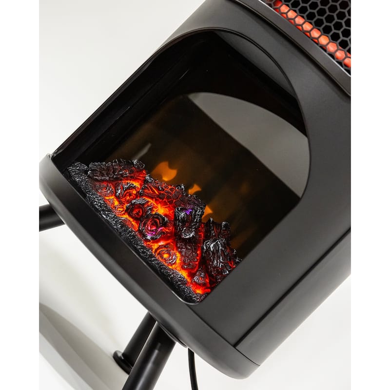 Infrared Heater w/ Humidifier, 3D Flame, Remote, 1500W, Black