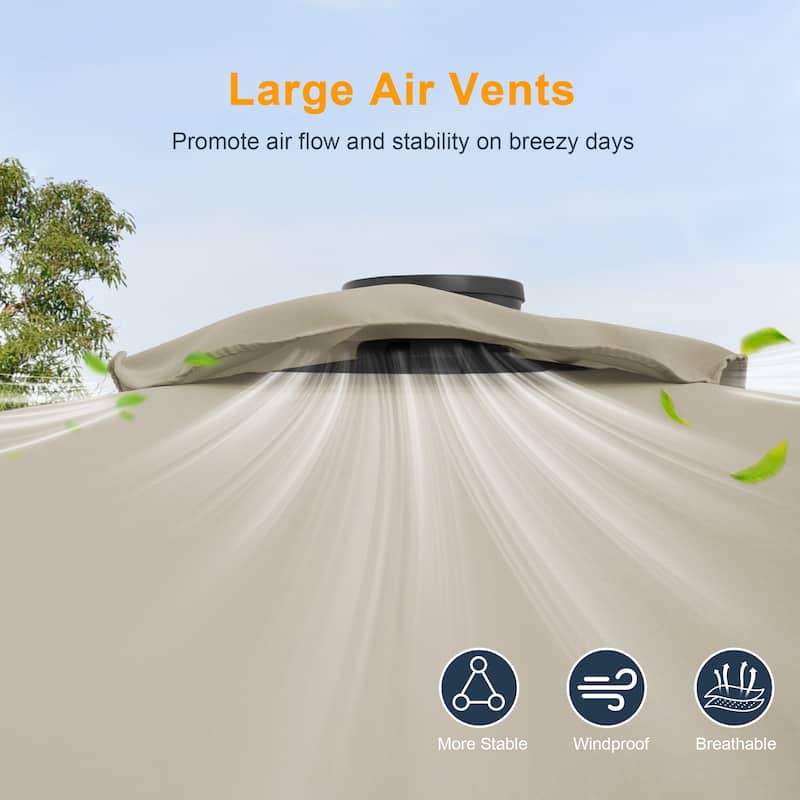 LIVOOSUN 6x9Ft LED Patio Umbrella Weather Resistant Table Umbrella