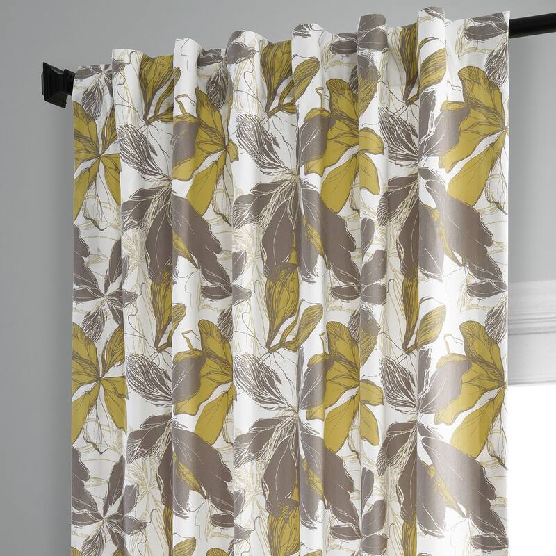 Exclusive Fabrics Autumn Whisper Leaves Printed Cotton Room Darkening Curtains (1 Panel)