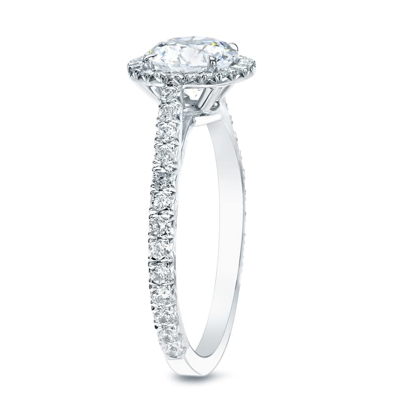 Auriya 14k Gold 1ctw Round Halo Diamond Engagement Ring