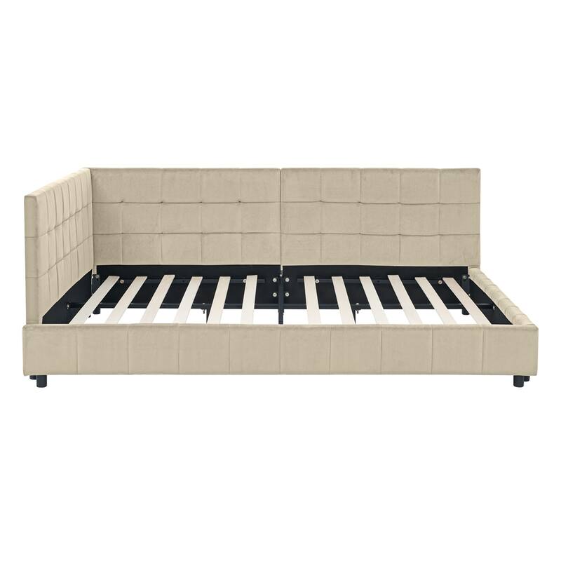 Upholstered Tufted Bed Frame Velvet Fabric Daybed