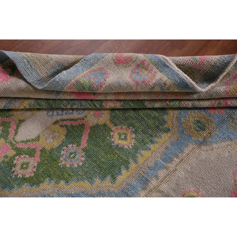 Hand Knotted Oriental 100% Wool Carpet Transitional Geometric Navy Blue & Blues Oushak Area Rug - 10' 10'' X 8' 6''