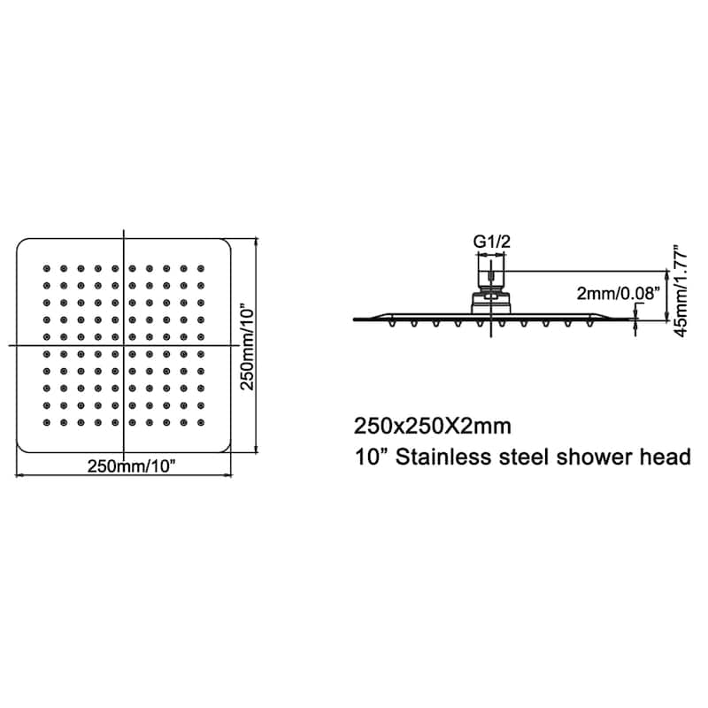 Luxury 10'' High Pressure Adjustable Rain Shower Head with Self-Cleaning and Aerating Technology in Black / Gold