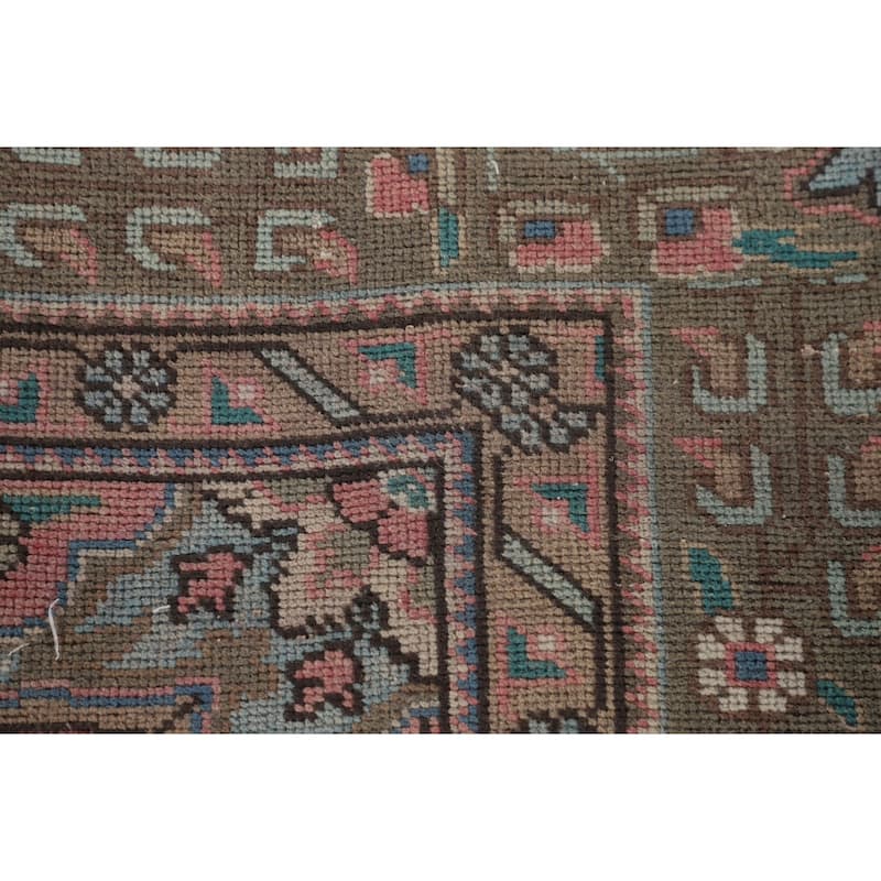 Pink Tabriz Persian Vintage Rug Hand-Knotted Wool Carpet - 9'7"x 12'11"