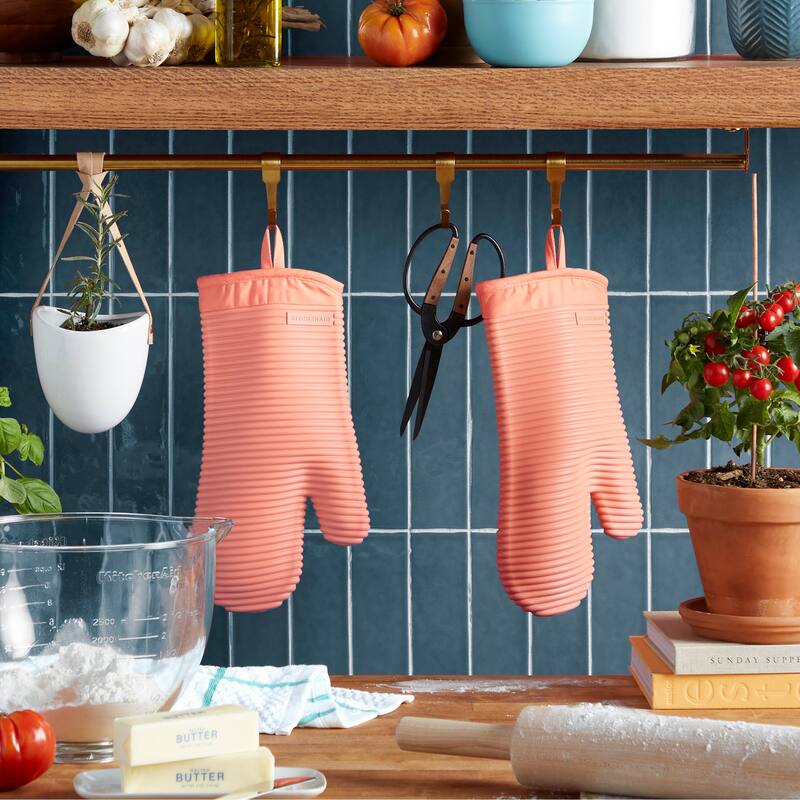 KitchenAid Ribbed Soft Silicone Oven Mitt 2-Pack Set, 7.5"x13"