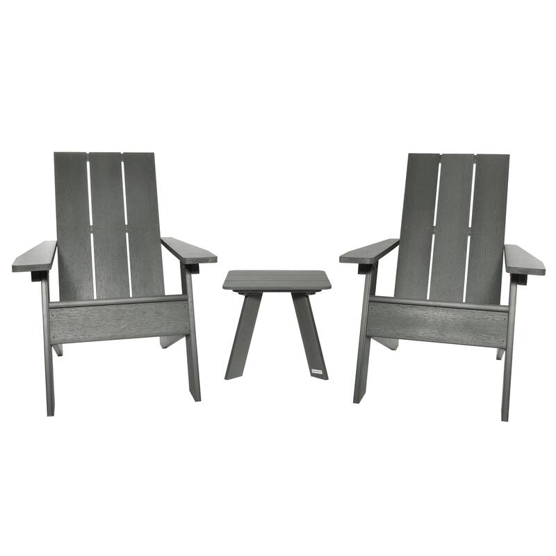 HIGHWOOD 3-piece Adirondack Chairs and Side Table Set - Coastal Teak