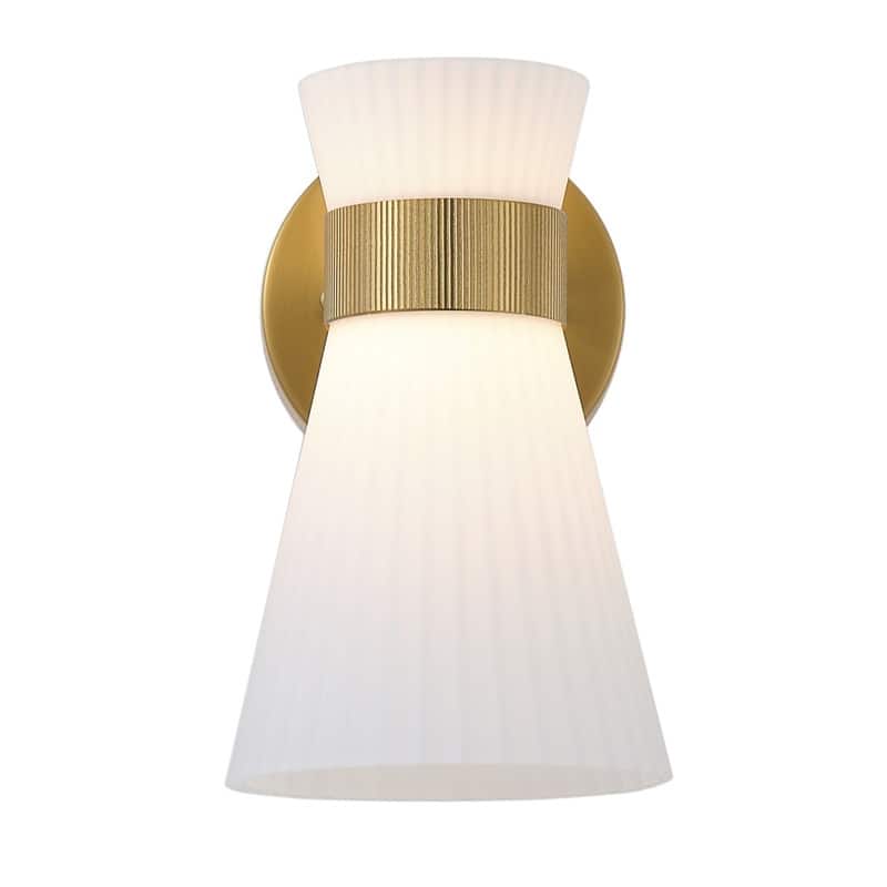 3 Light Gold Vanity Wall Sconce with White Glass Shades Modern Bathroom Lighting Fixture