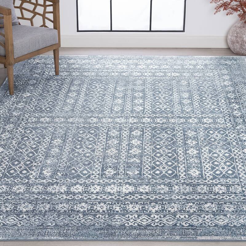 Linx Farmhouse Diamond Indoor Area Rug - 8'9'' x 12'2'' - Blue
