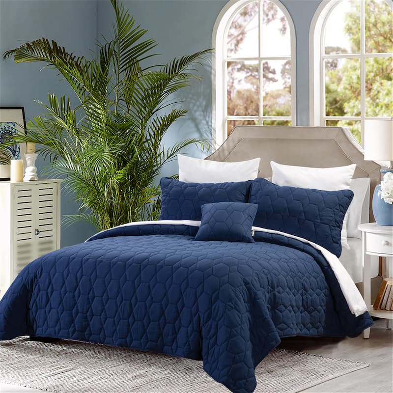 4 Piece Honeycomb Quilt Set by HULALA HOME