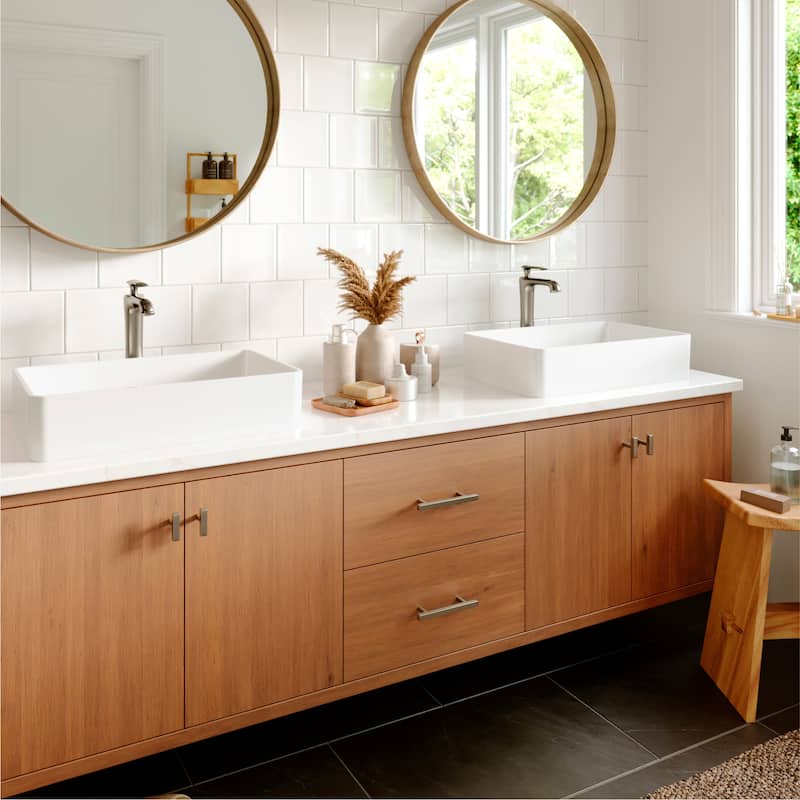 Karran Woodburn Single Hole Single Handle Vessel Bathroom Faucet with Matching Pop-Up Drain