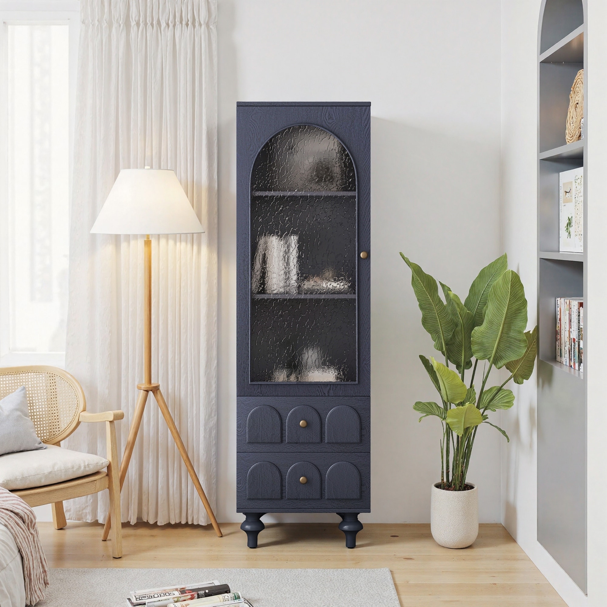 62.99" Tall Storage Cabinet Display Cabinet with Glass Door