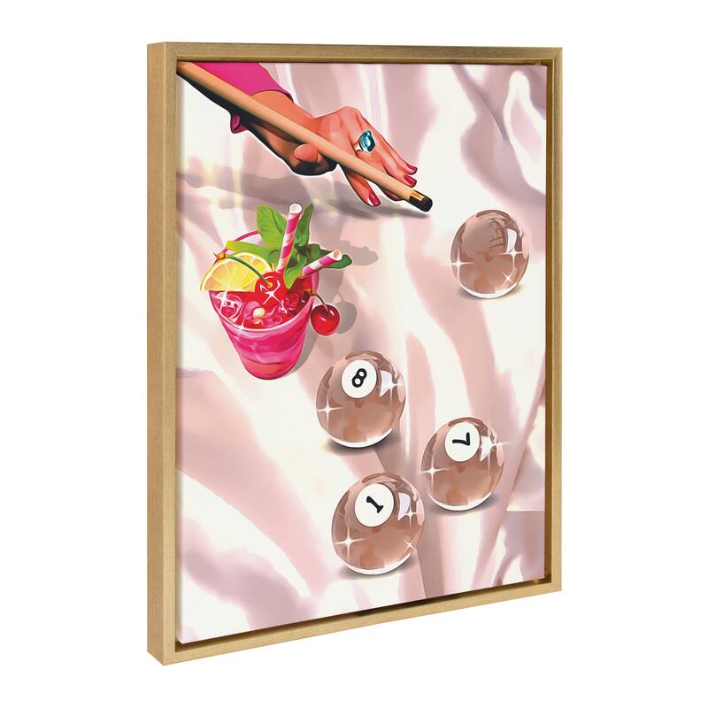 Kate and Laurel Sylvie Game Night Billiards Framed Canvas by Honey Island Studio - 18x24 - Yellow