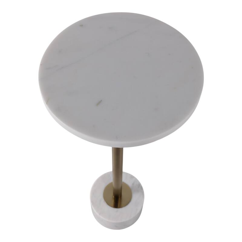 Modern End Table with Marble Top and Aluminum Base - 25" - 24.25"