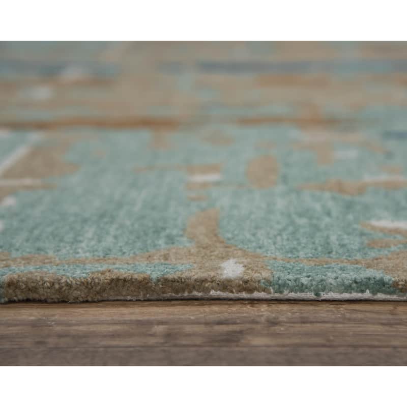 Alora Decor Vivid Copper, Blue, and Beige Hand-tufted Abstract Rug