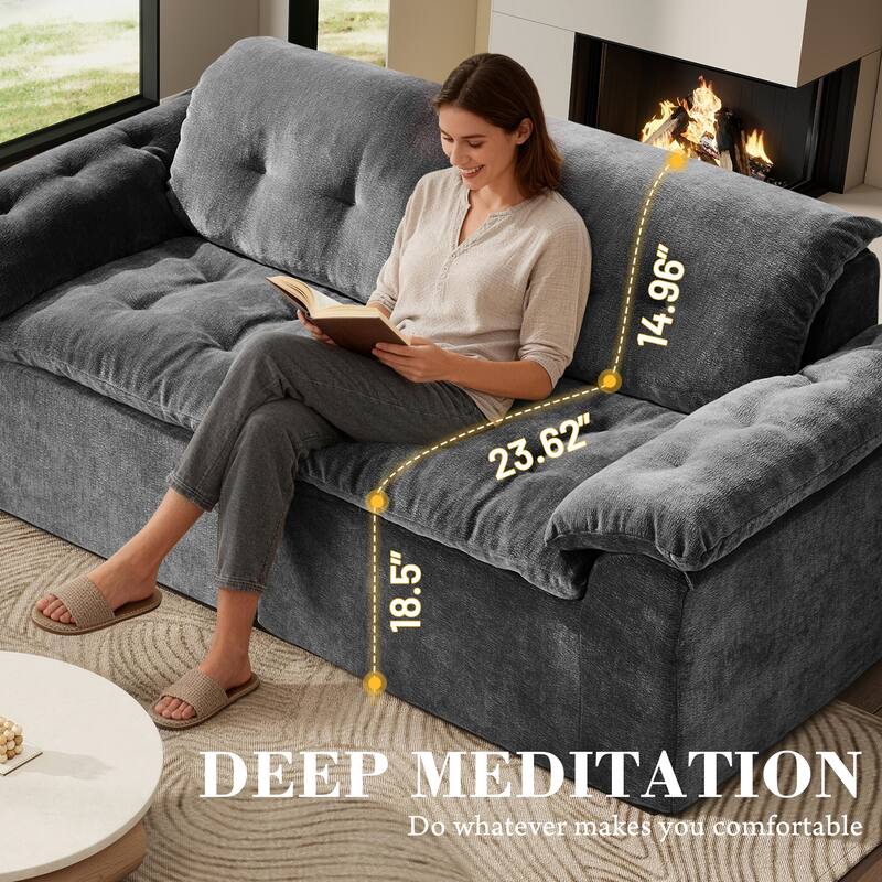 Rossetta Modular Design Cushioned Modular Chenille Fabric Sleeper Loveseat Sofa