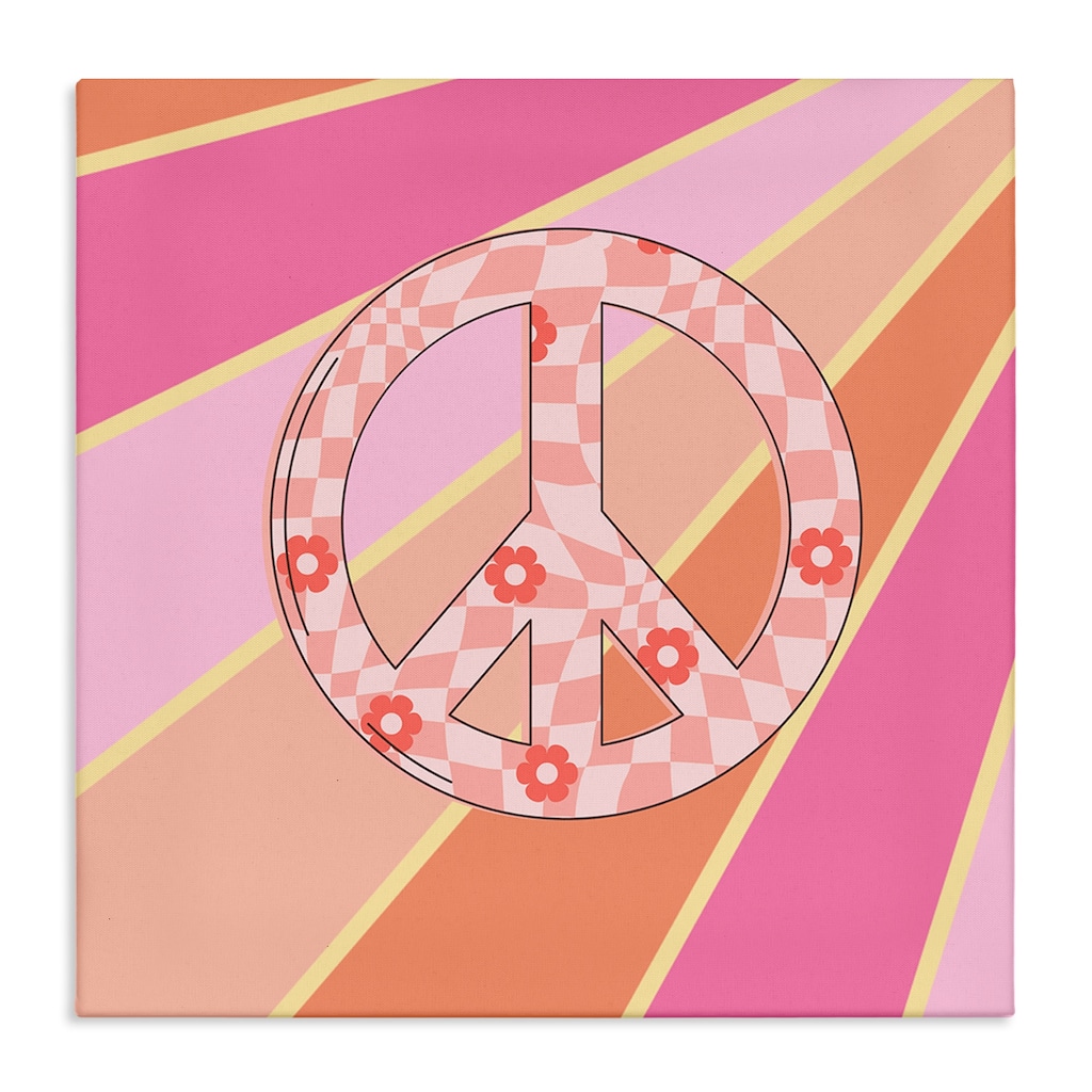 Stupell Beaming Floral Peace Symbol Canvas Wall Art Design By Jesse Keith