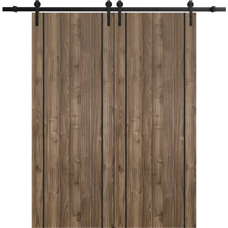 Sturdy Double Barn Door 36 x 80 with Planum 0016 White Silk with 13FT - 36" x 80" ( 2* 18x80)
