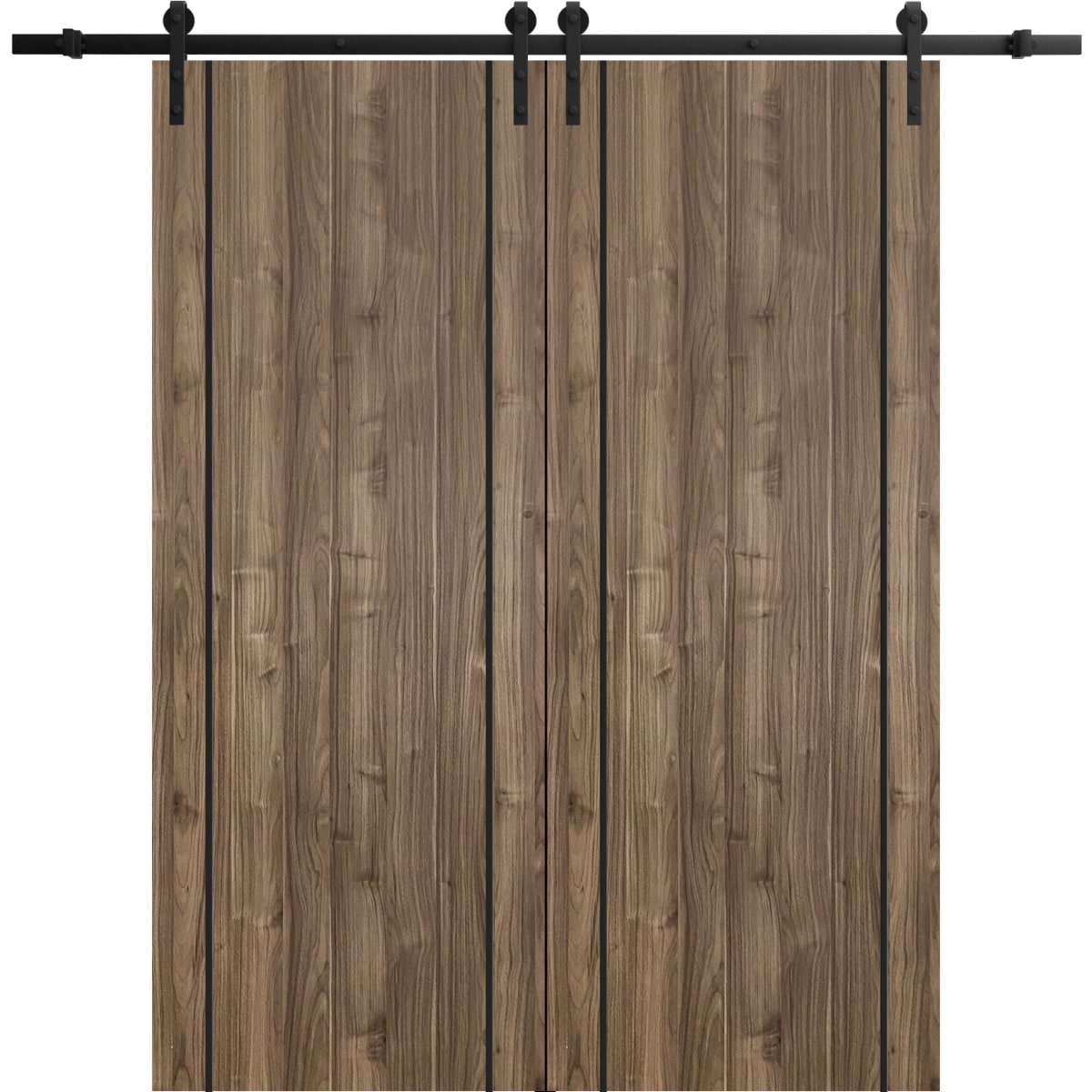 SartoDoors Planum 0016 | Closet Door Double Barn Door | Solid Wood | Hardware Set | 36x80, White Silk Bedroom Door Bathroom Door