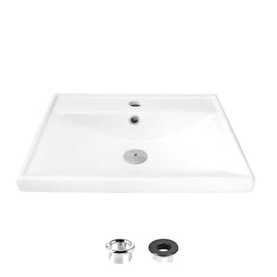 STYLISH 20.25"W x 16"D White Rectangular Drop-in Bathroom Sink