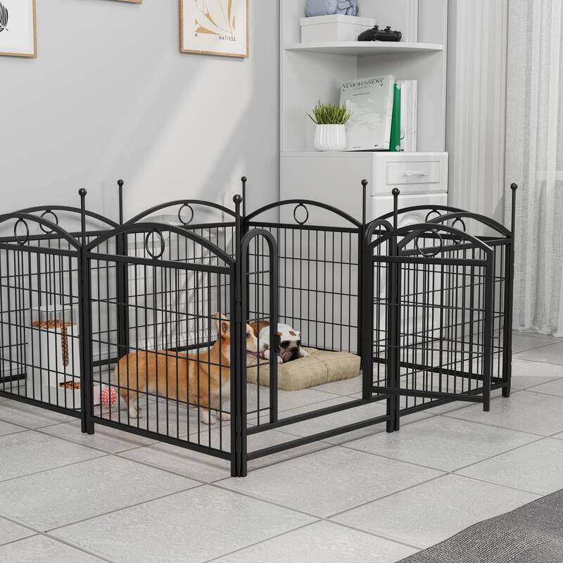 Dog Playpen Indoor 24 inch 8 Panels Metal Dog Pen Pet Dog Fence
