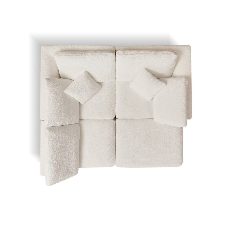 L-Shaped Convertible Cloud Sectional Sofa, Oversized Chenille Fabric Compressed Sofa, Modular 3 Seater Sofa with Ottoman