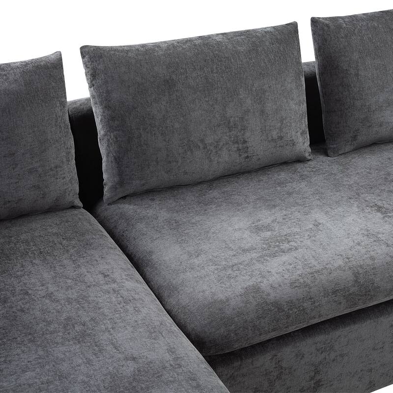 Roomfitters 93.7" L-Shaped Upholstered Sectional Sofa with Wooden Storage Compartment