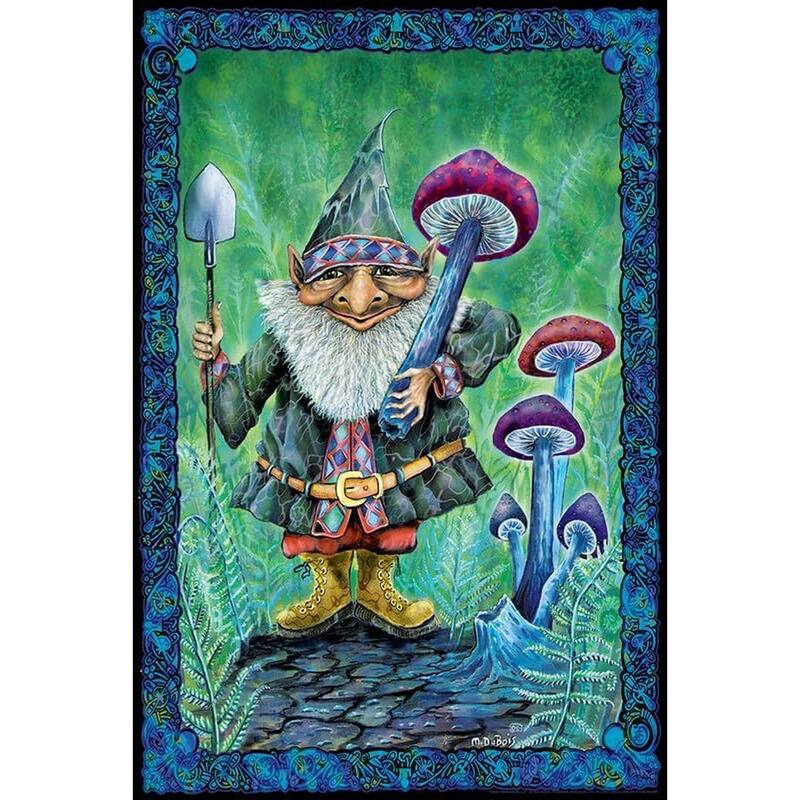 Gnome Mushroom Harvest by Mike DuBois Art Poster - 24 x 36 Inch