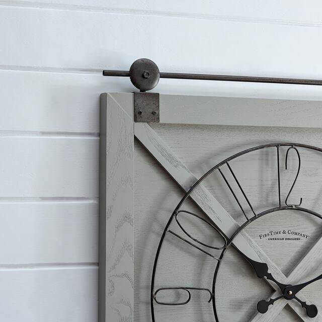 FirsTime & Co. Farmstead Fir Wood Barn Door Wall Clock On Sale