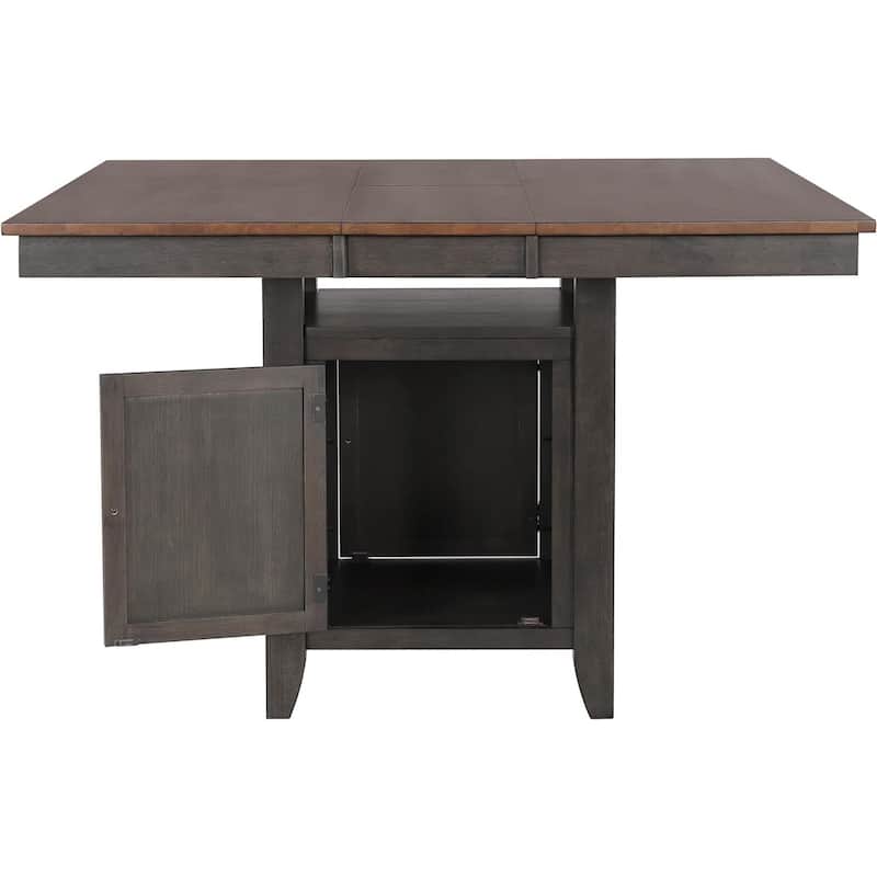 Expandable Dining Table - Butterfly Leaf, Storage Cabinet, Seats 8, Kitchen Pub Table, High-Top, Wood - 54