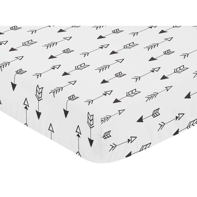 Sweet Jojo Designs Arrow Print Fitted Crib Sheet for the Black and White Fox Collection