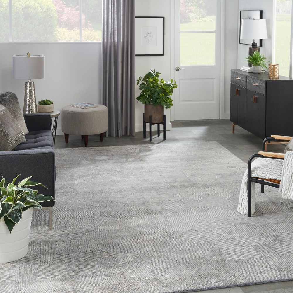 Michael Amini Abstract Linear Shimmer Area Rug