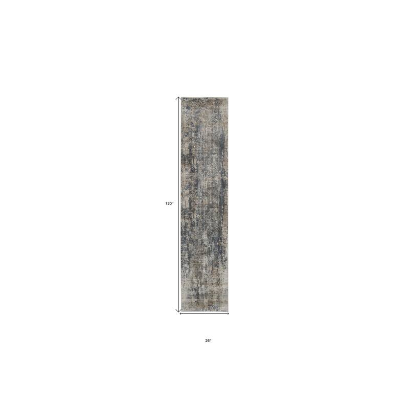 Melo Power Loomed Distressed Abstract Modern Area Rug By HomeRoots - 120' X '26' X '0.32