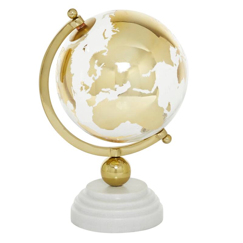 Silver or Gold Marble Globe with Marble Base and Tiered Base