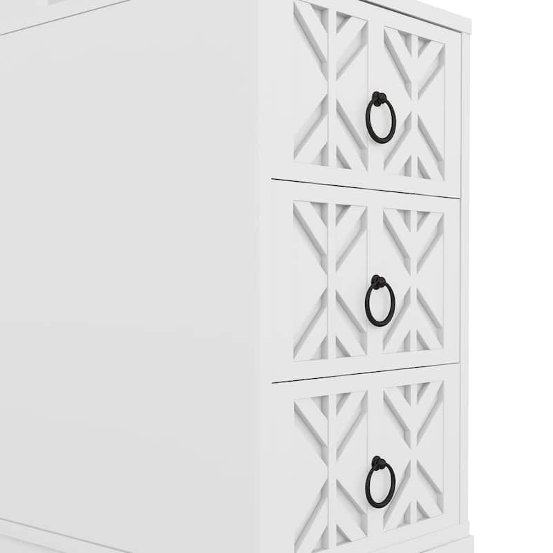 GDF Studio - Xander Tall End Table with 3 Drawers & Adjustable Shelves