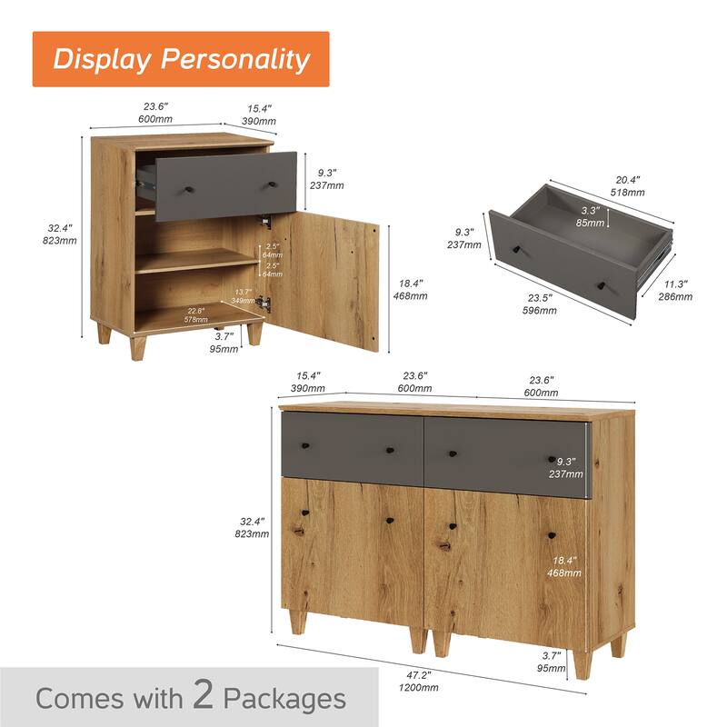 WAMPAT Modern TV Cabinet Stand with Drawers and Door