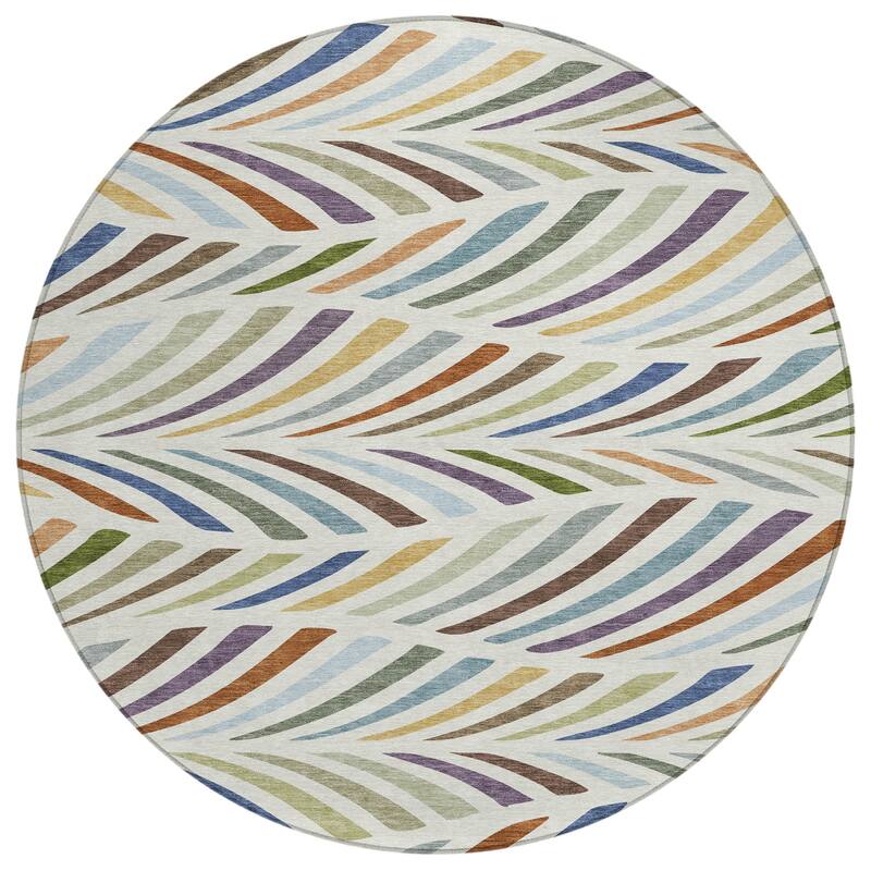 Machine Washable Indoor/ Outdoor Modern Feather Chantille Rug