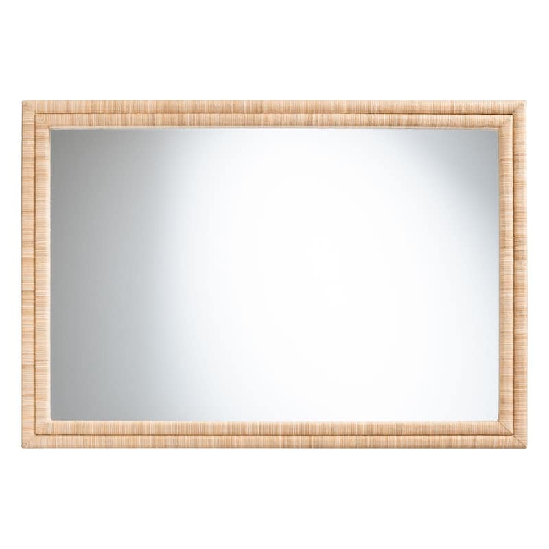 Canan Grasscloth Wall Mirror - Handwoven Rectangle Frame Accent Mirror for Bedroom, Entryway, or Living Room - Light Brown - Light Brown