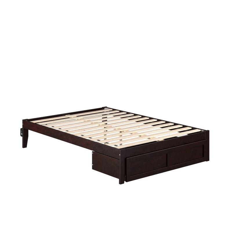 Full Size Bed with Storage Drawer - Classic Comfort Espresso Finish