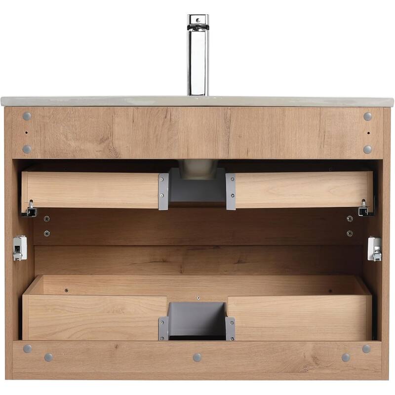 Blossom 30 Inch All Wood Wall Mounted Floating Bathroom Vanity with Sink