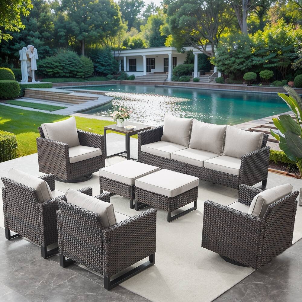 Patio Sofa, Glider Chair, Club Chair Ottoman Set