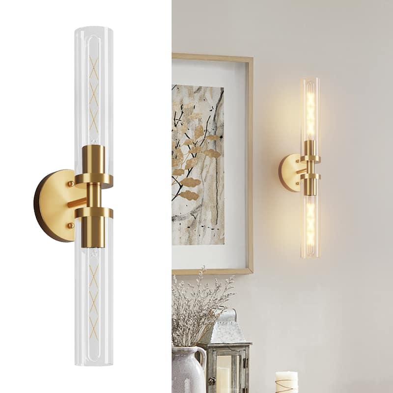 Modern Gold Bathroom Sconces Set of 2 - Gold