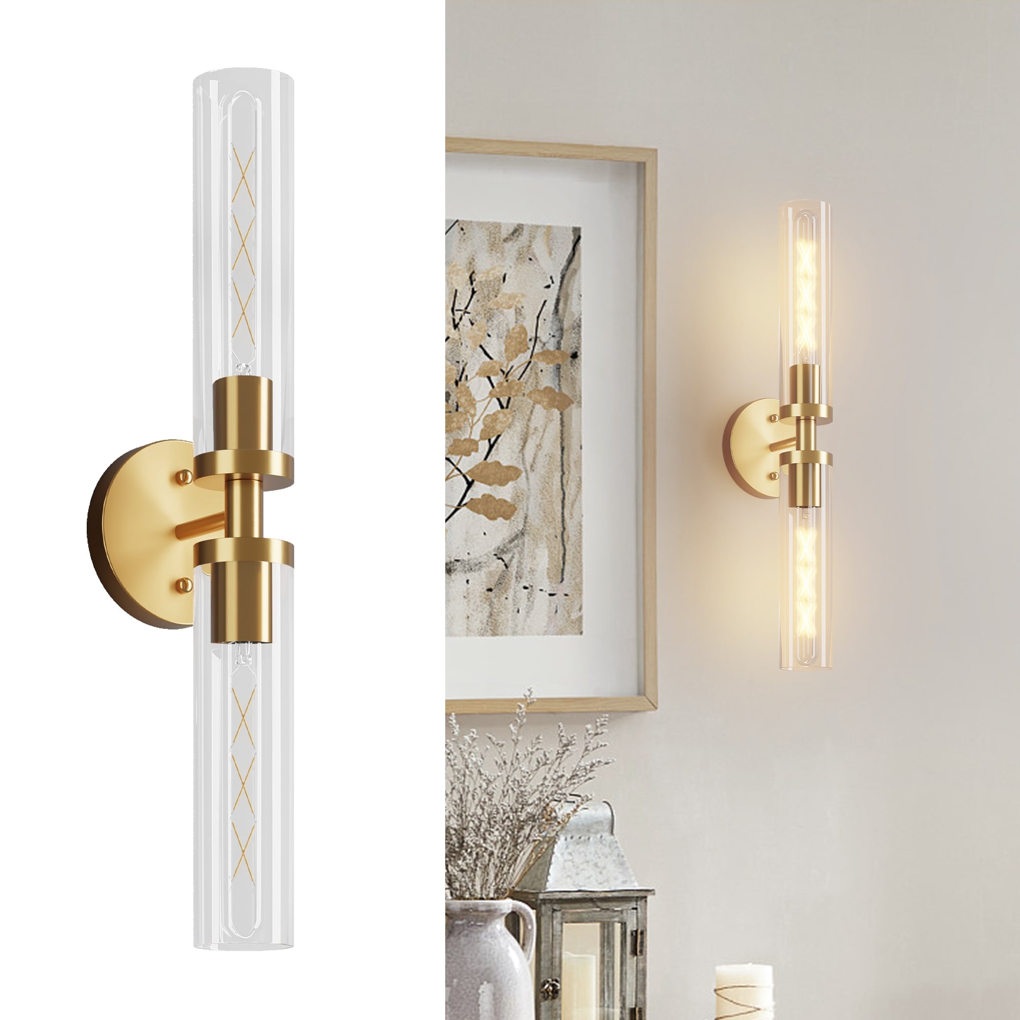 Modern Gold Bathroom Sconces Set of 2