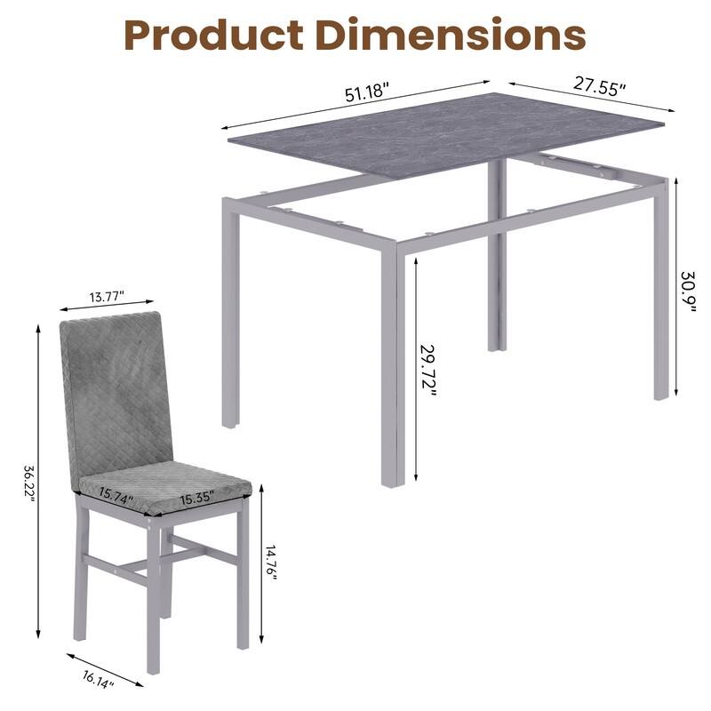 Grondin 7-Piece Dining Room Table Set, Modern Contemporary Style Dinning Table Set with Tempered Glass Top and Upholstery Chairs