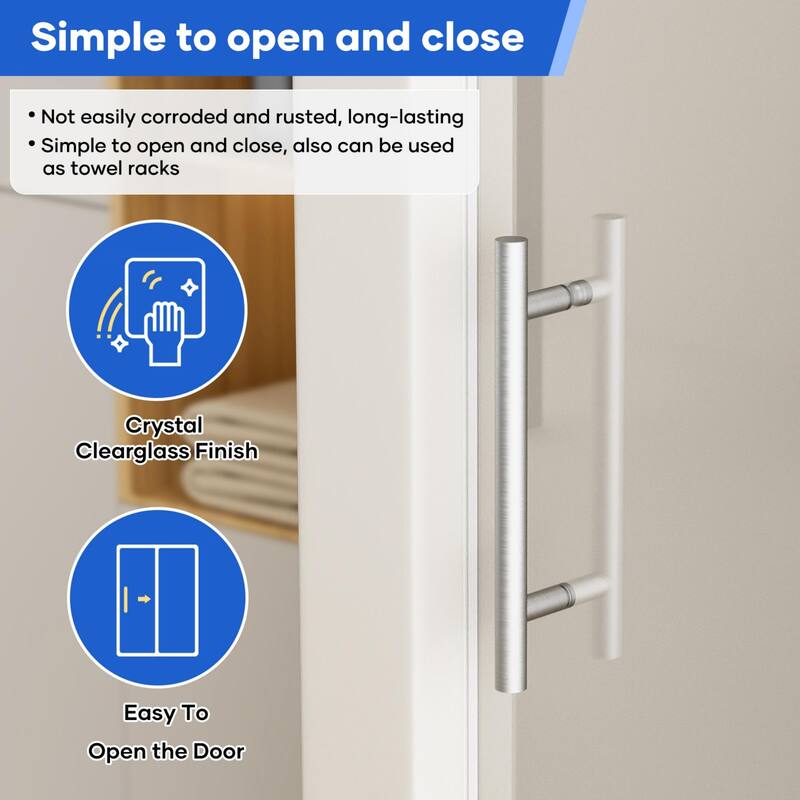 56"-60" W x 74" H Single Sliding Frameless Shower Door 8mm Thickened Tempered Glass Stainless Steel Hardware